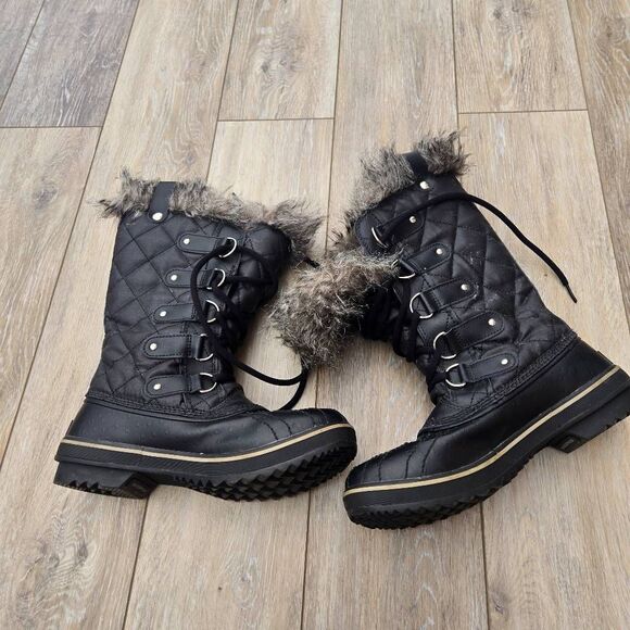 Sorel Women's Black Tofino tall snow Boots warm waterproof 7.5  diamond stitch - Picture 8 of 9